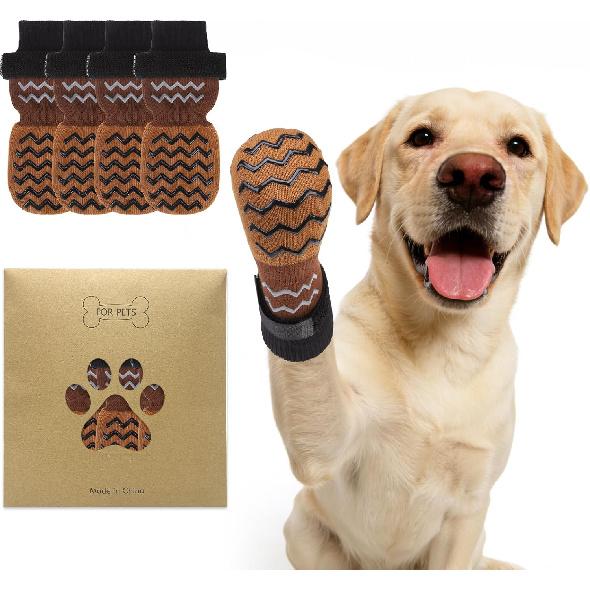 Anti Slip Dog Socks to Prevent Licking Paws, Dog Shoes for Cold/Hot Pavement, Winter Pet Booties for Small Medium Large Senior Dogs, Boots & Paw