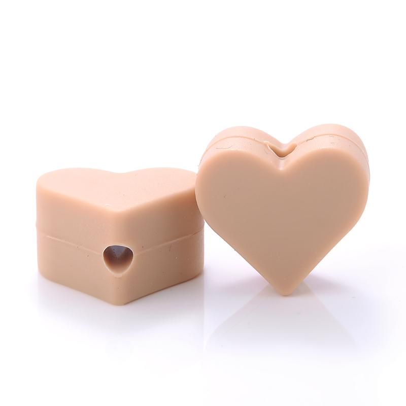 14mm 10Pcs/Lot Heart Shape Silicone Beads Baby Nursing Chewable Teething Beads Pacifier Teether DIY Necklace Accessories