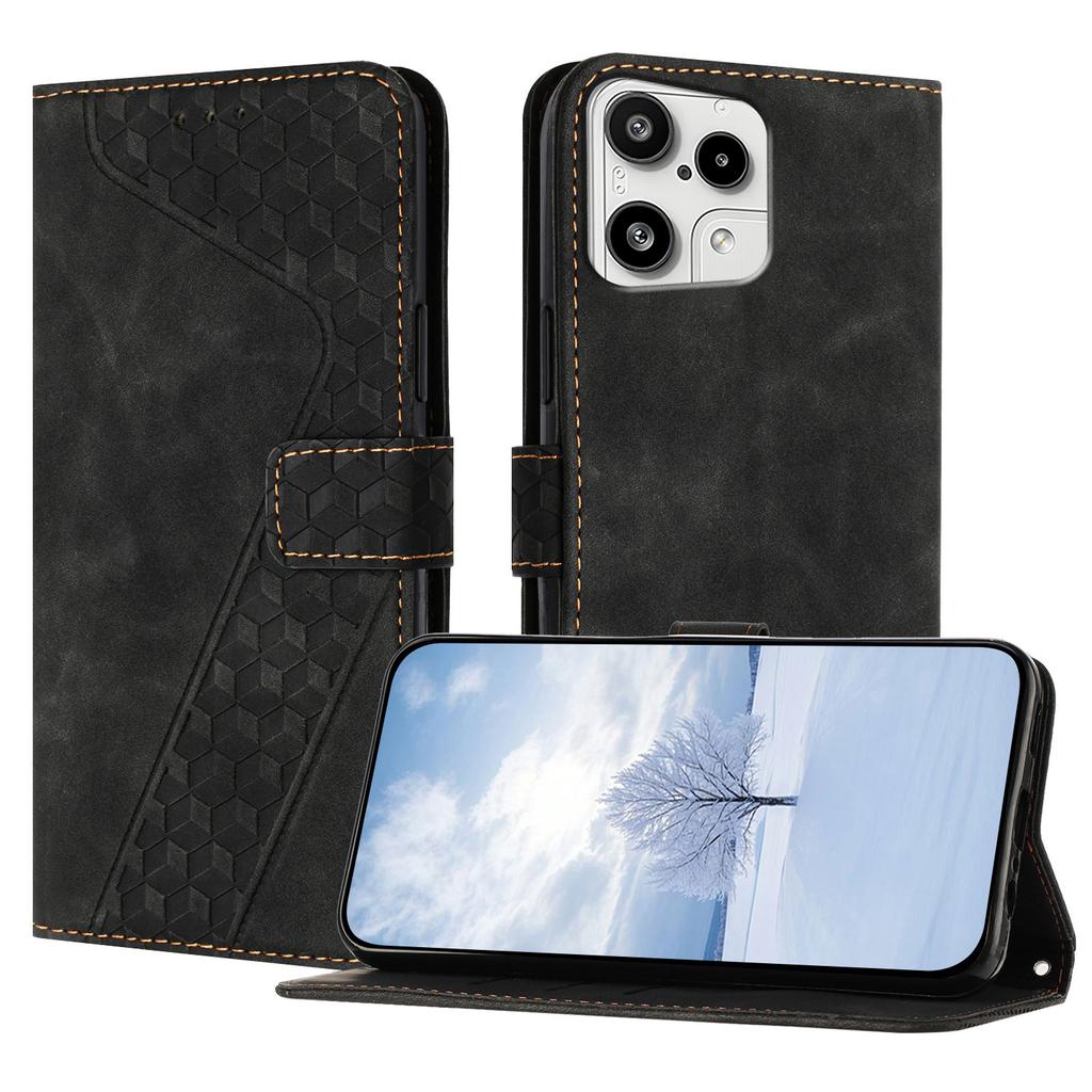 For Nothing Phone (3a) Lite 5G Leather Case 7-Shaped Pattern Wallet Stand Shockproof Phone Cover