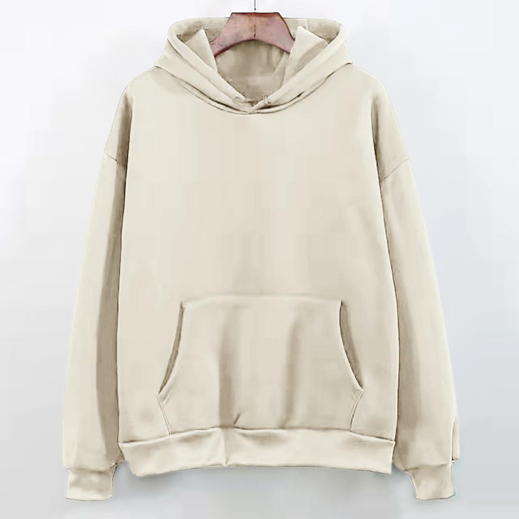 Ladies' Casual And Fashionable Solid Color Long Sleeved Hooded Warm Shirt Loose And Comfortable Hoodie
