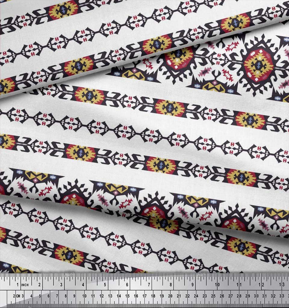 Soimoi Țesătură Satin Crep Japonez Aztec Sud-Vest Imprimată 1 metru 42 Inch