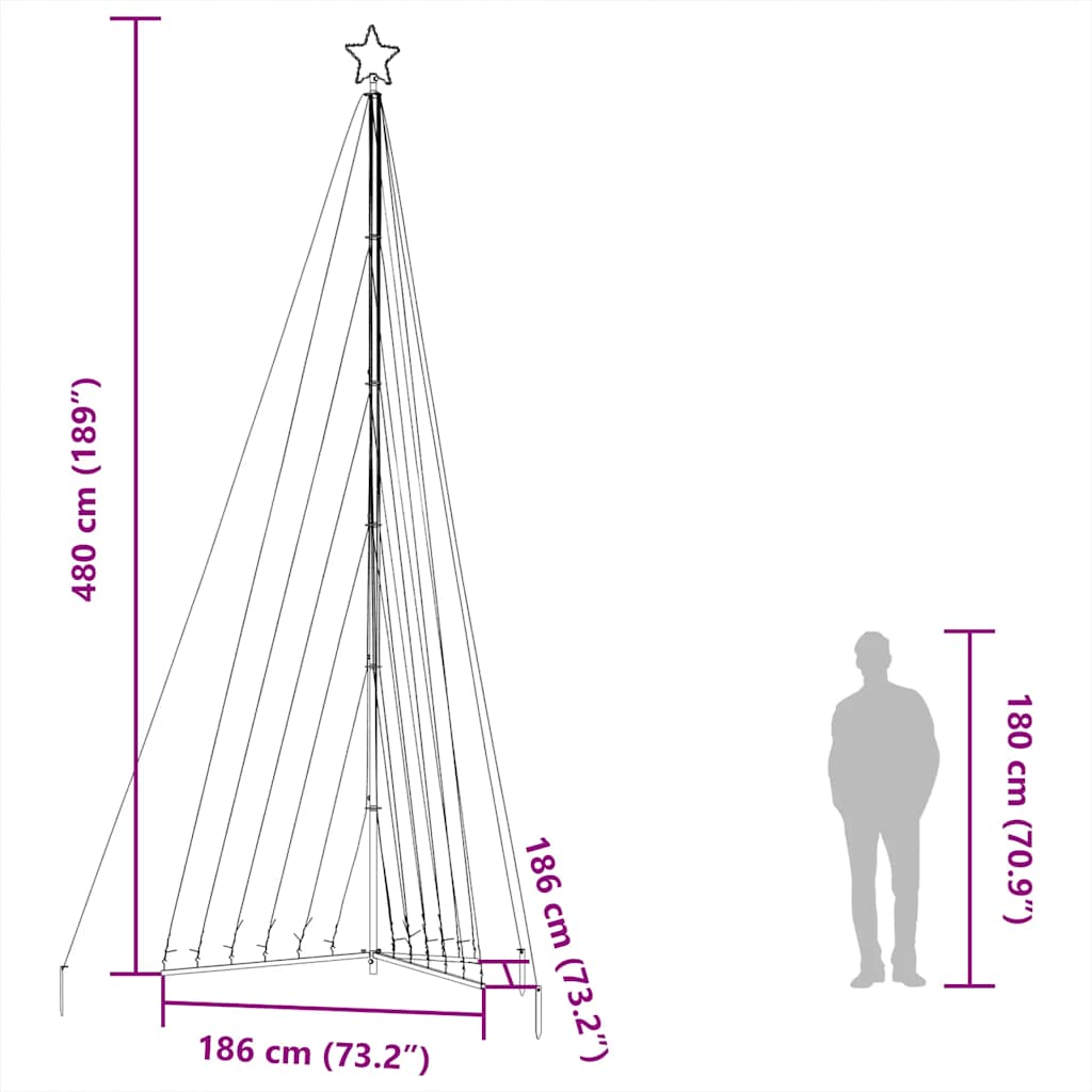 LED Christmas Tree 789 Warm White LEDs 476 Cm