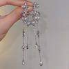 1 Pair Sliver Color Zircon Tassel Ear Clips for Women Fashion Liquid Metal Wing No Piercing Long Chain Ear Cuff Zircon 2025 New