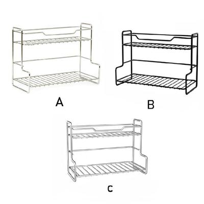 Bedroom and Kitchen Double Layers Sturdy Stainless Steel Storage Rack for Books Magazines and Spices Organization
