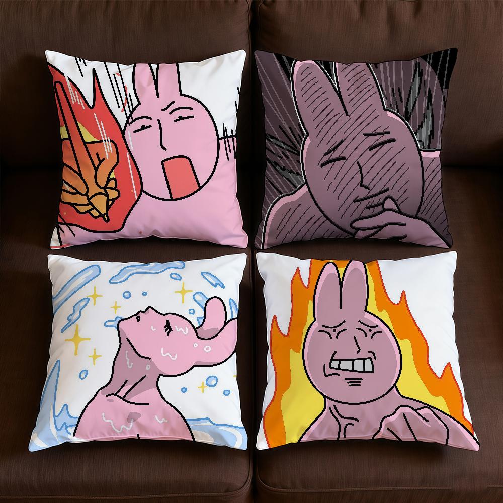 My F-Friend Pink Rabbit Cartoon Cushion Cover Square Decorative Throw Pillow Case Sofa Bed Living Room Birthday Anniversary