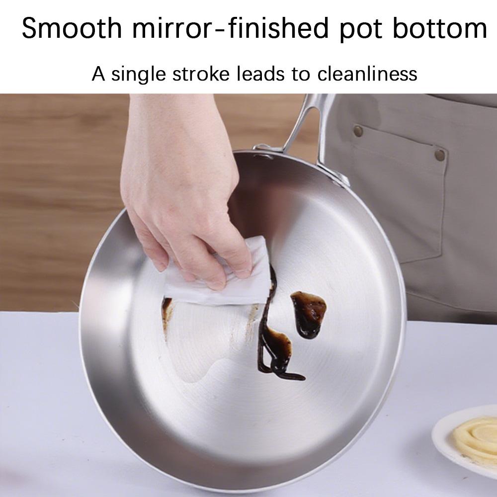 304 stainless steel wok -3-layer non stick, uncoated, long handled wok, suitable for induction cookers and ovens, fast heating