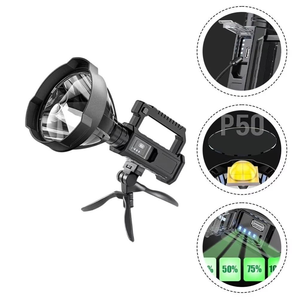 Powerful Illumination LED Flashlight Waterproof Handheld Spotlight USB Rechargeable Light  Camping