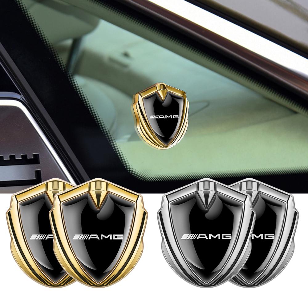 1/2Pcs Car Metal Chrome Shield Logo Car Body Trunk Fender Decoration Stickers For Mercedes Benz W204 W205 W212 W213 W221 W177