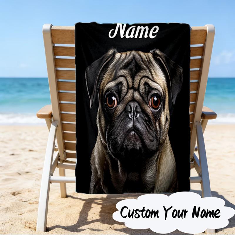Custom Name German Shepherd Portrait Microfiber Beach Towel Super Soft & Absorbent for Bath, Beach, Travel  Bath Time Accessory, Fan gifts
