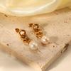  Delicate Freshwater Pearls Charm Metal Earrings for Women Exquisite Fashion Metal Texture Geometric Earrings Gift