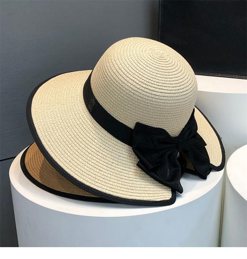 Summer Straw Hat Top Panama Hat Women In Korean Style Large Brim Sun Protection Cap Versatile Vacation Beach Hat Fascinator