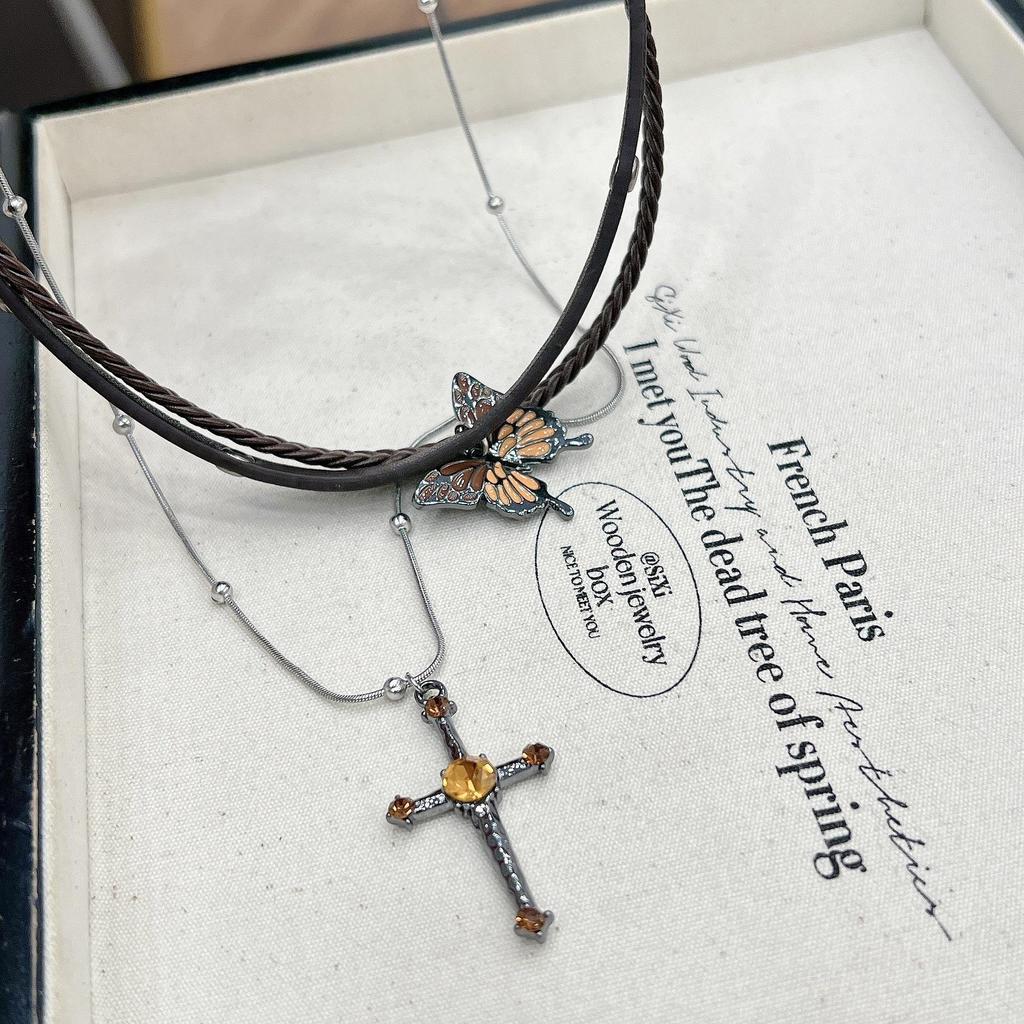 Vintage Beaded Butterfly Necklace - 2024 Trendy Cross Design for Women