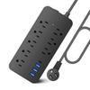 12-in-1   Protector Power Strip Extension Cord Flat Plug Power Strip with   Cord 8 Outlets and 3 USB & 1   Port 1700J Wall Mount Desk P