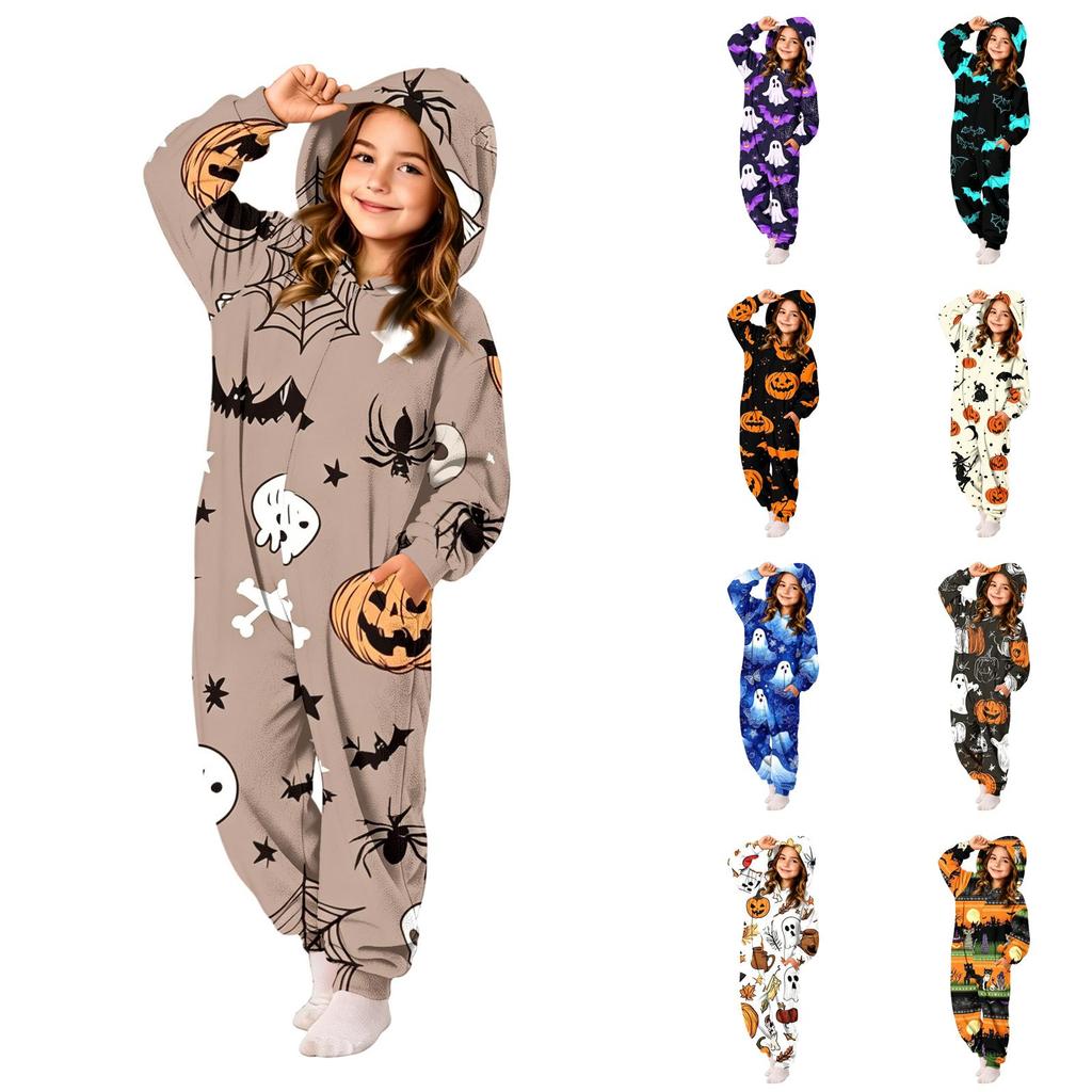 Kids' Polka Dot Flannel Pajama Jumpsuit for Loungewear Sleepwear