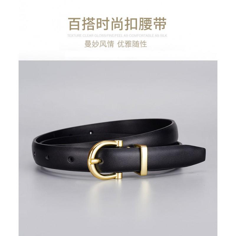 Genuine Leather Womens Belt With Alloy Pin Buckle Slim 1.8cm Width Sweet Chic Style Jeans Office Date Outfits