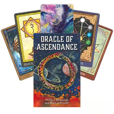 Oráculo da Ascensão de 12x7 cm, portas abertas para verdades cósmicas, crescimento interno e consciência superior, 72 cartões