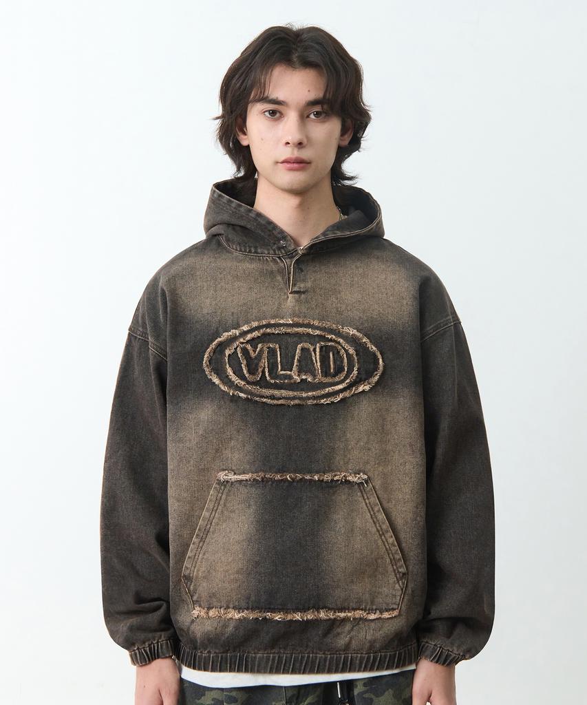 Vlad Denim Applique Hoodie_Dust Black