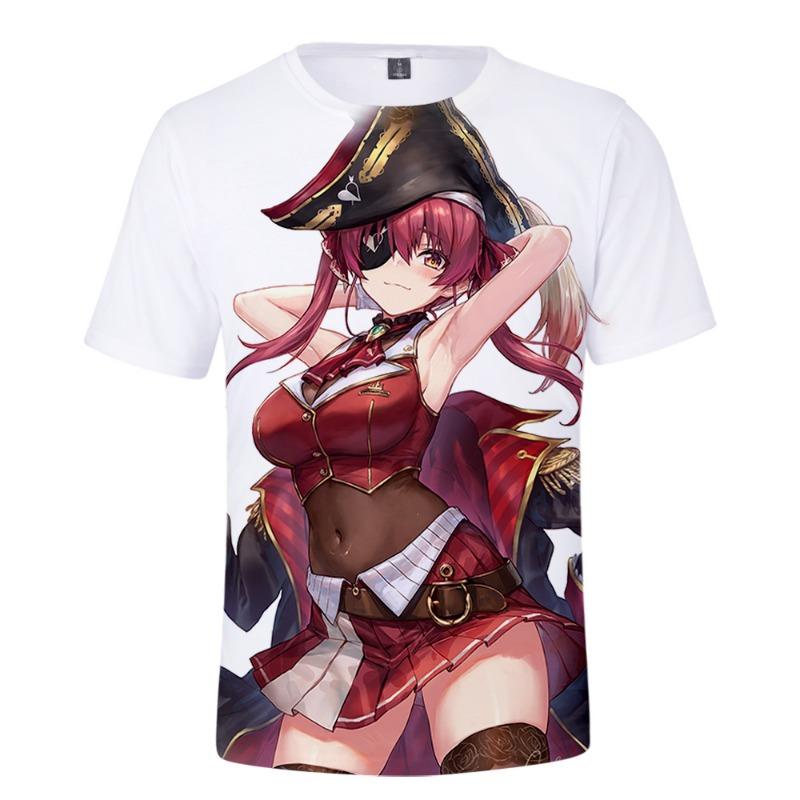 BSLNXNMA HOLOLIVE VTuber Houshou Marine 3D Printed Spring Summer Preppy Men/Women Street Clothes T-shirt Streetwear Kawaii style