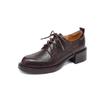Krazing Pot Pelle di Pecora Punta Tonda Tacco Medio Allacciatura Scarpe Primavera Autunno Taglia Grande 41 Oxford Donna Pumps