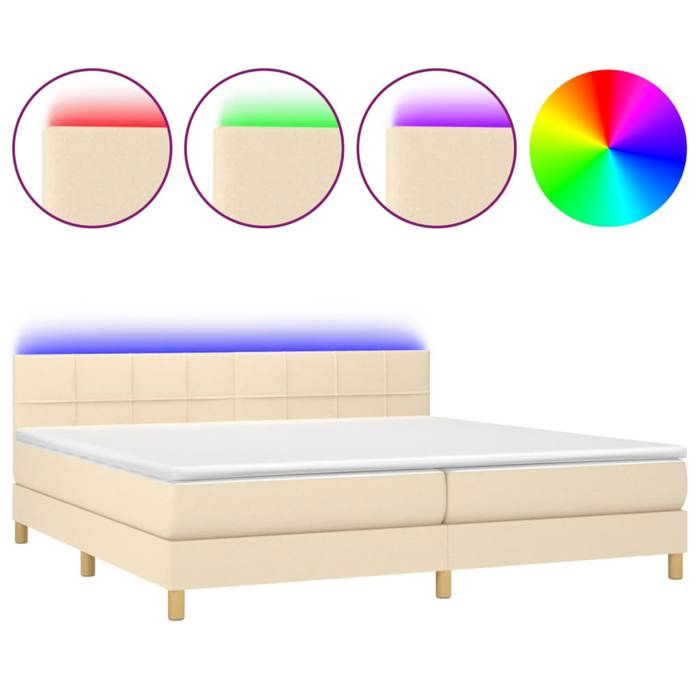 Maison Exclusive - Sommier à lattes de lit et matelas et LED Crème 200x200cm Tissu