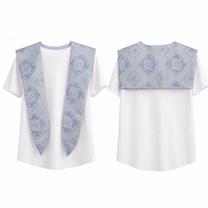 Ethnic Zhuang Brocade Woven Shoulder Cape, Decorative Shawl Collar for Daily Outfit Matching