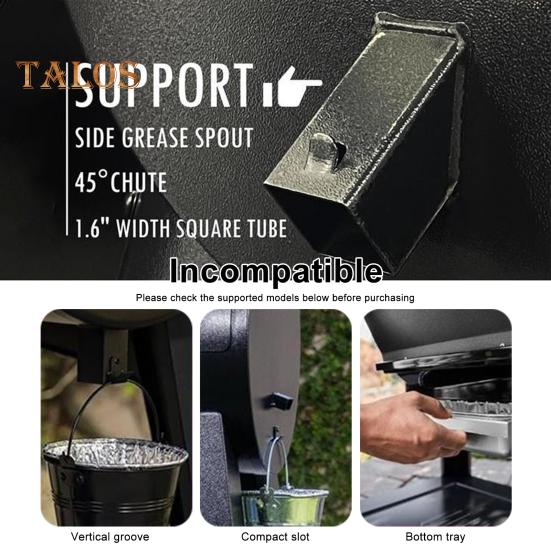 Rear Grease Bucket Grease Catcher with Tube Lid Griddle Grease Drainage System with Foil Bucket Liners for Griddles Smoke Barrel