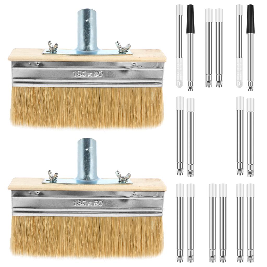 1/2 Pcs Deck Paint Brush 8 Section Detachable Handle Cleaning Brushes Multi-purpose Decks Staining Brush for Painting Fence Wall