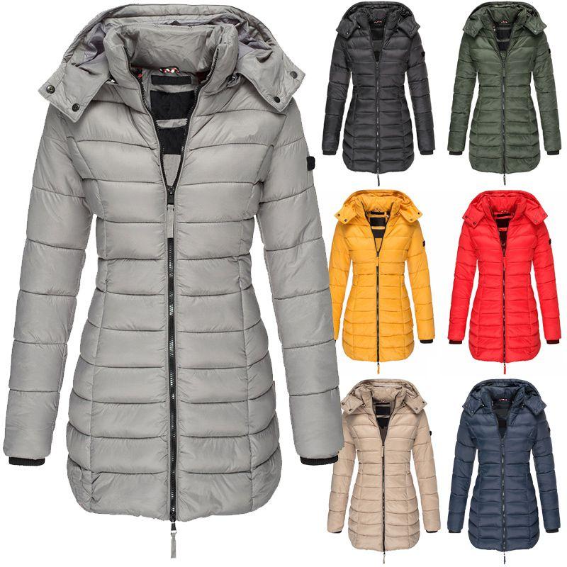 Womens Warm Winter Collar Hooded Long Coat Zipper Jacket Outwear Parka