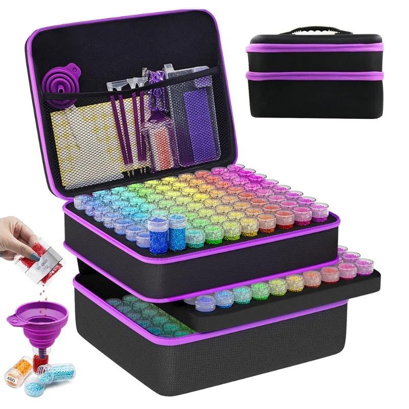 30/60/120/240 Grids Diamond Painting Storage Box Set Portable Bead Organizer with Tool Kit for DIY Craft Art Mosaic Artists