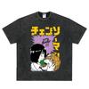 Japanese Anime Chainsaw Man Kobeni Metal Denji Tshirt Vintage Washed Manga Graphic T Shirts Unisex Couples Short Sleeve T Shirt