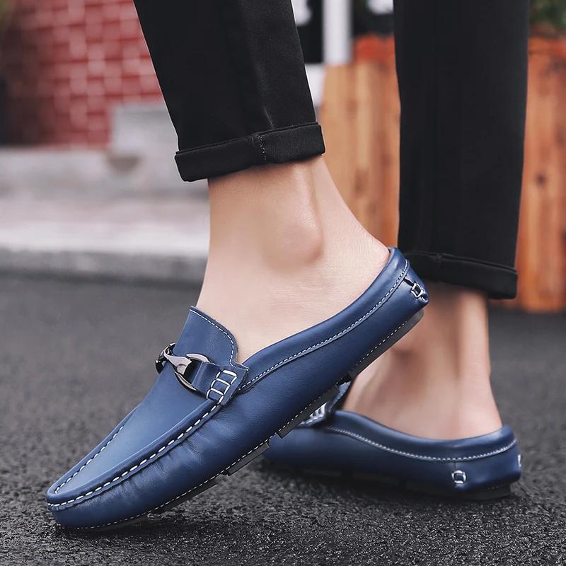 Mode Half Drag Retro Social Loafers Herren Freizeitschuhe Herren Flache Muller Schuhe Brogue Mode Club Komfort Slipper Sommer Herrenschuhe
