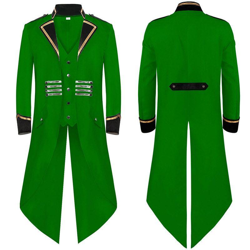 [Hot Sale] European and American Medieval Retro Coat Cosplay Costume Men's Mid-Length Punk Retro Tailcoat.
