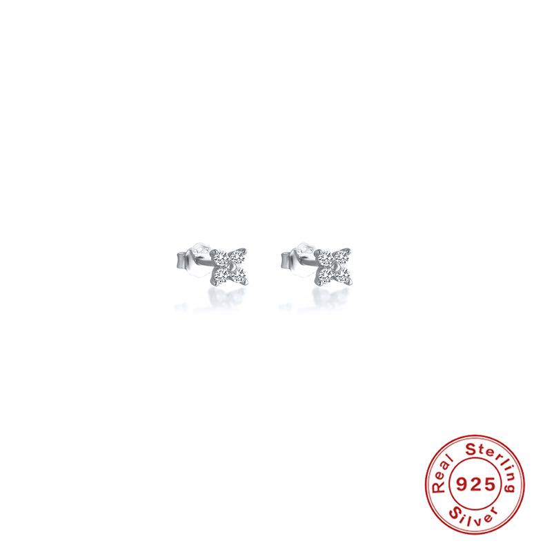 S925 Sterlingsilber Blütenblatt Kristall Blume Ohrstecker Mehrgröße Stilvoll und schlicht Mini Ohrstecker mit Diamanten