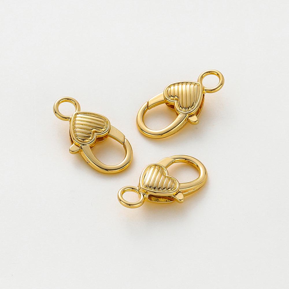 

5pcs/lot 14K 18K Gold Color Plated Love Heart Lobster Clasps Necklace Chain End Connectors For DIY Jewelry Making Findings