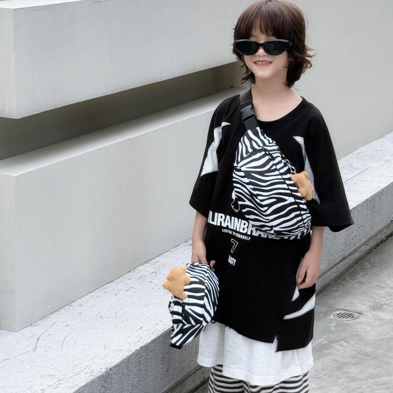 Cute Lightweight Cartoon Kids Chest Bag With Trendy Leopard And Zebra Patterns