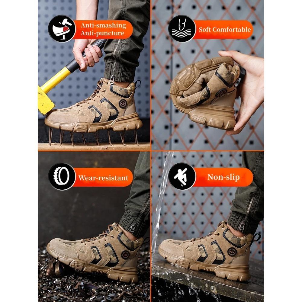 Plus Sise 38-48 Men Safety Shoes Lightweight Indestructible Work Sneakers Anti-smash Steel Toe Protective Safety Boots