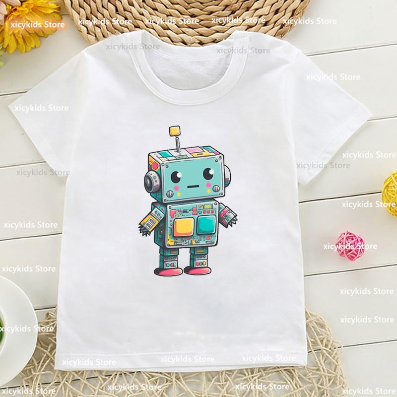 Tshirt for Boysgirls Cartoon Robot Graphic Printed Toddler Tshirt Fashion Harajuku Boys Girls Universal Clothing Dropshipping