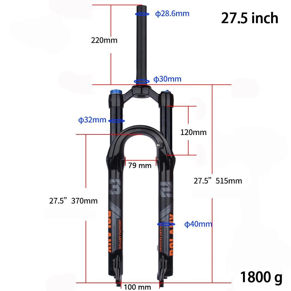bolany Mountain Bike Fork 27.5/29 inch bike suspension MTB Air Suspension fork shock absorbing fork Downhill suspension fork 27.5 inch black TM
