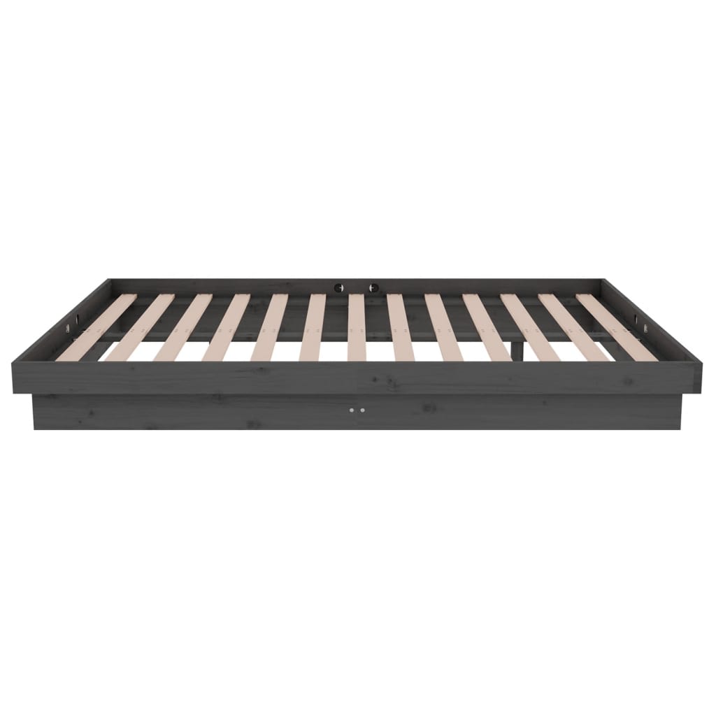 Vidaxl Bed Frame, Gray, Solid Wood, 120X190 Cm, Double