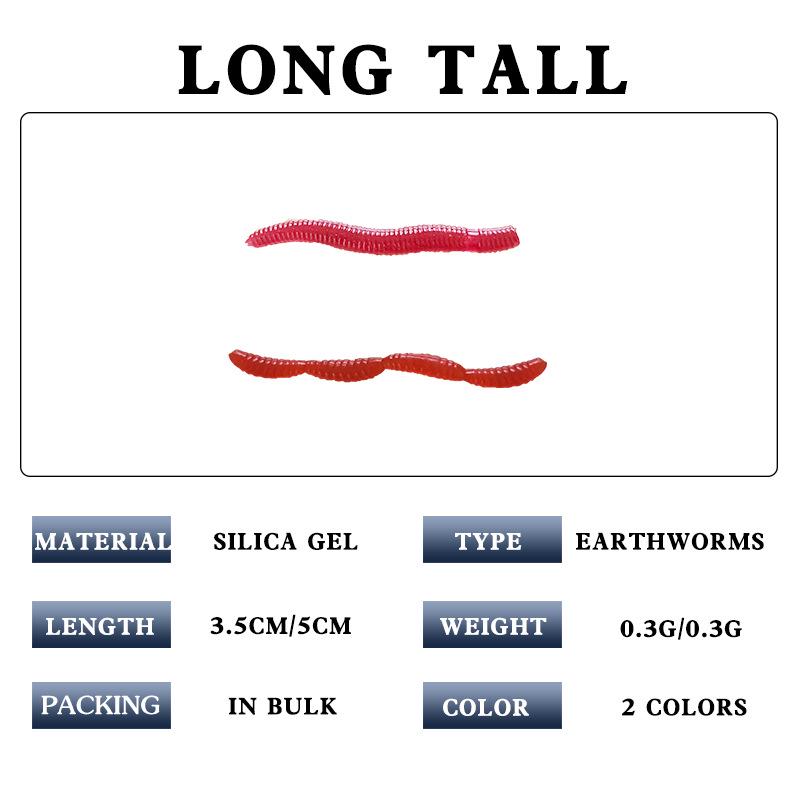 4-Section Soft Simulation Worm Bait, 3.5cm Fishy Red Scent for Crucian Carp