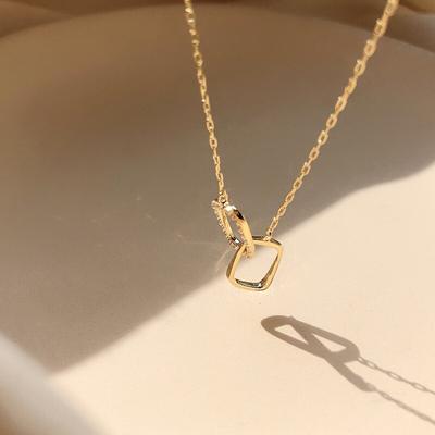 925 Sterling Silber Quadrat Charme Halskette Für Frauen Anhänger Schlüsselbein Kette Partei Schmuck Zubehör Halsband dz676