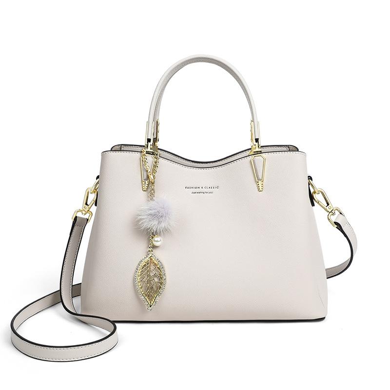 2025 Осень Зима Новая Женская Кожаная Сумка Кроссбоди Большая Вместимость Сумка для Поездок на Работу Корейский Стиль бежевый