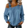 Denim Off-the-Shoulder Manica Lunga Oversize Casual Top Larghi Donna Primavera Autunno T-shirt