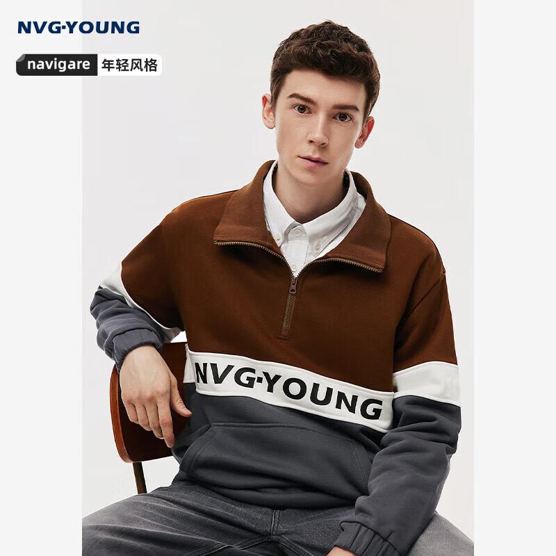 NVG·YOUNG Men's Half-Zip Striped Pullover Sweatshirt