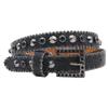 Women's 2.3cm Wide Rhinestone Leather Belt - European and American Cowboy Style Waistband