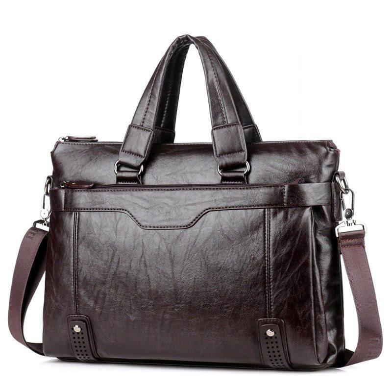 

1pcs Cowhide Business Bag, Public Document Bag, Genuine Leather Computer Bag, Business Document Bag, Back Shoulder Strap