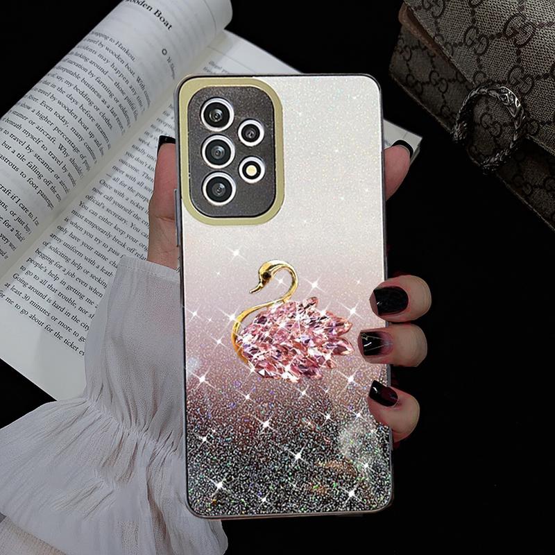 

Роскошный градиентный блестящий мягкий чехол с бриллиантами Swan для Samsung Galaxy A53 A33 A73 A23 A52S Redmi Note 11 10C iPhone 14 13 12 11 Pro Max силиконовая задняя крышка Samsung Galaxy A33 5G чёрный