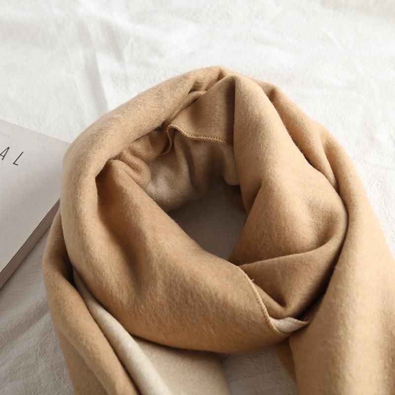 Dual-Color Korean Imitation Cashmere Scarf with Tassels - Cozy Autumn/Winter Shawl Available In 20 Colors