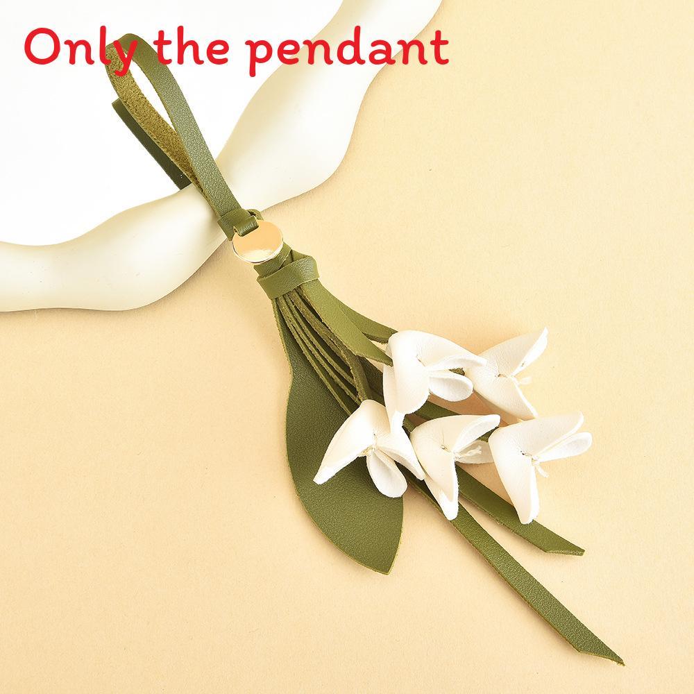Style Leather Camellia Bag Charm With Handcrafted Superfiber For Car Key Decor