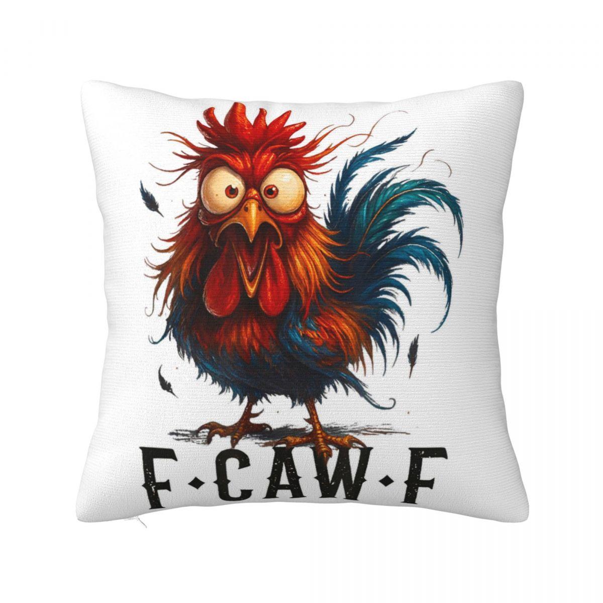 F-Caw-F What The Heli Funny Chicken Pillow Case Cushion Cover Polyester Printed Pillow Cover Novelty Pillowcases For Home Decor Peach skin 18*18(CM)-1Pcs